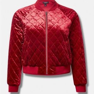 Crushed Red Velvet Torrid Bomber Jacket